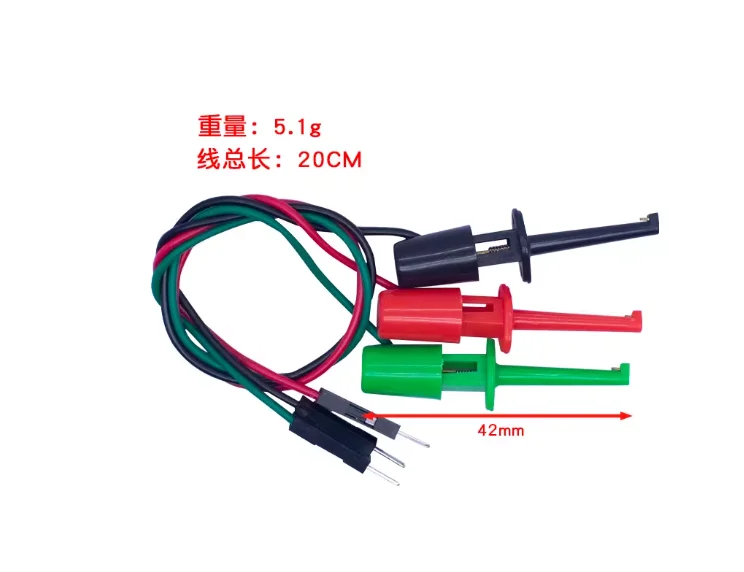 Set of 3 Male DuPont Wire Test Hooks Transistor Tester Hook Clip for Testing Multicolor
