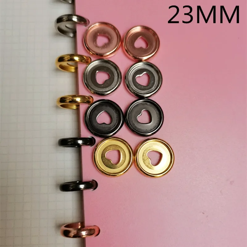Electroplating plastic binding ring 100PCS23MM notebook mushroom hole peach heart button accessories binding loose-leaf button