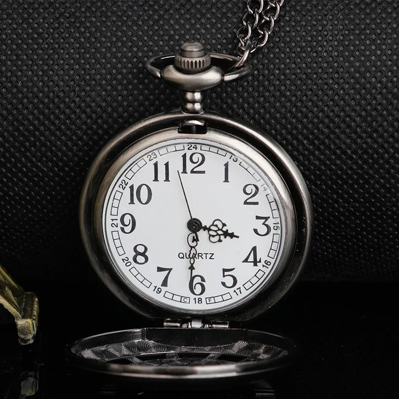 Creative Hollow Design Clamshell Quartz Pocket Watch Bronze Unisex Clock Pendant Watch Fob