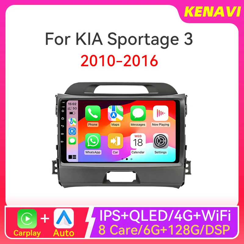 Car Stereo Radio For KIA Sportage3 2010-2016 8Core FM RDS Wireless Carplay Android Auto 4G+WiFi GPS Navigation Multimedia Player