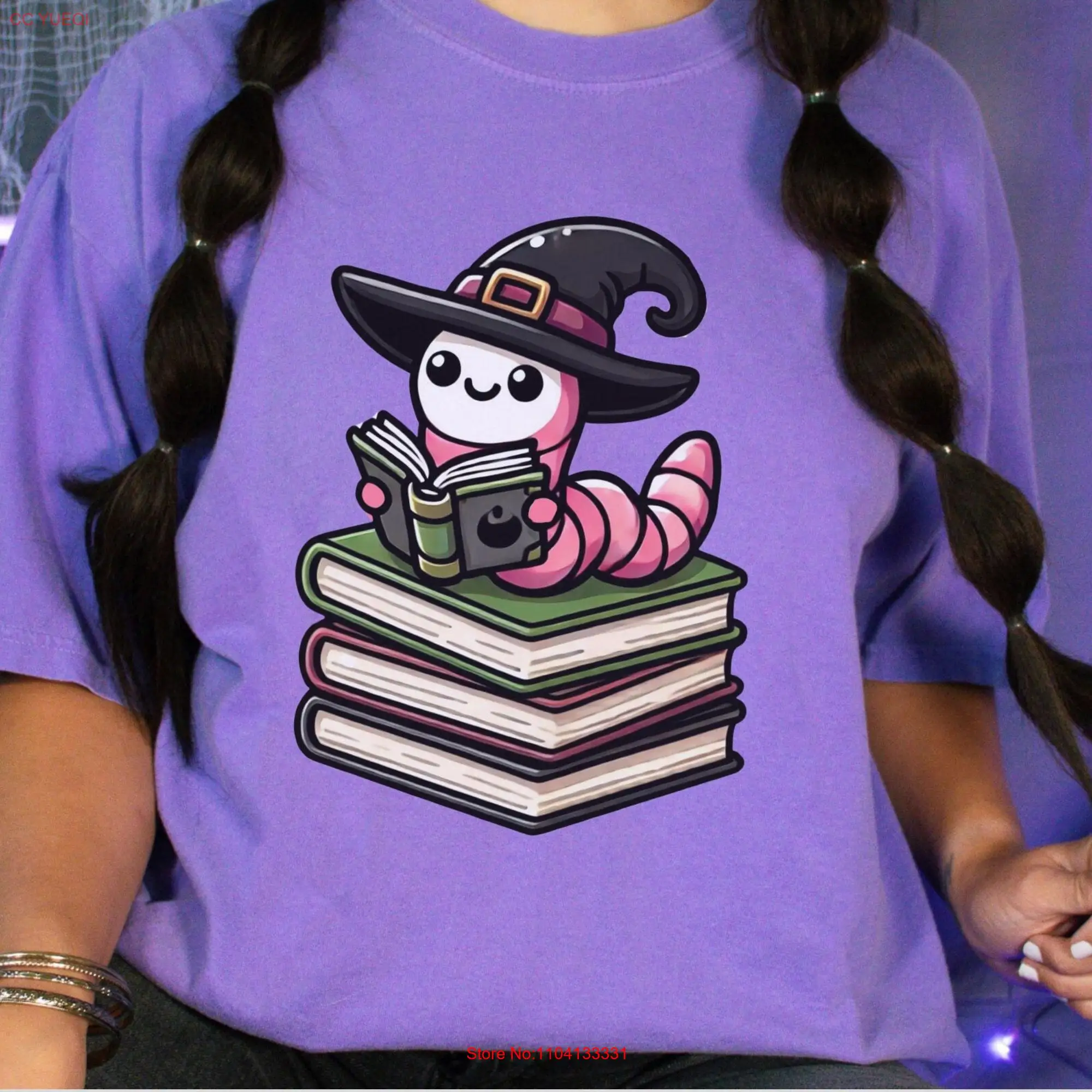 Comfort Colors Booklover Halloween T Shirt Bookish Cute Bookworm Witch Reading Book Lover Reader long or short sleeves