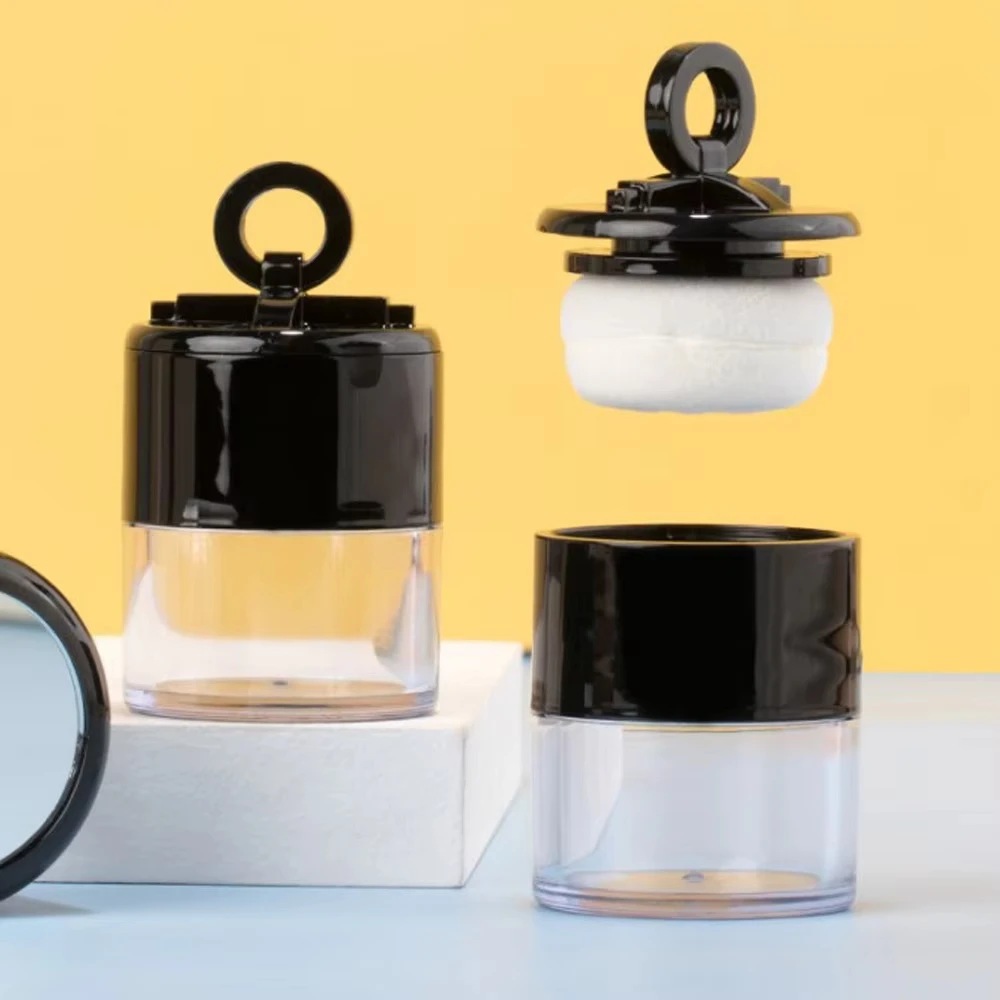 10g Plastic Empty Face Loose Powder Case Makeup Blusher Jar Travel Cosmetic Container With Sifter Puff And Black Lid