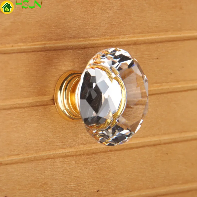 Crystal Gold Cupboard Knobs Handle Pulls Glass Dresser Handle Kitchen Cabinet Door Knobs Furniture Hardware