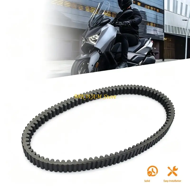 Motorcycle Transmission Drive Belt, with Molded Rubber Continuous-Loop Construction and Toothed Inner and Ribbed Exterior 68UF