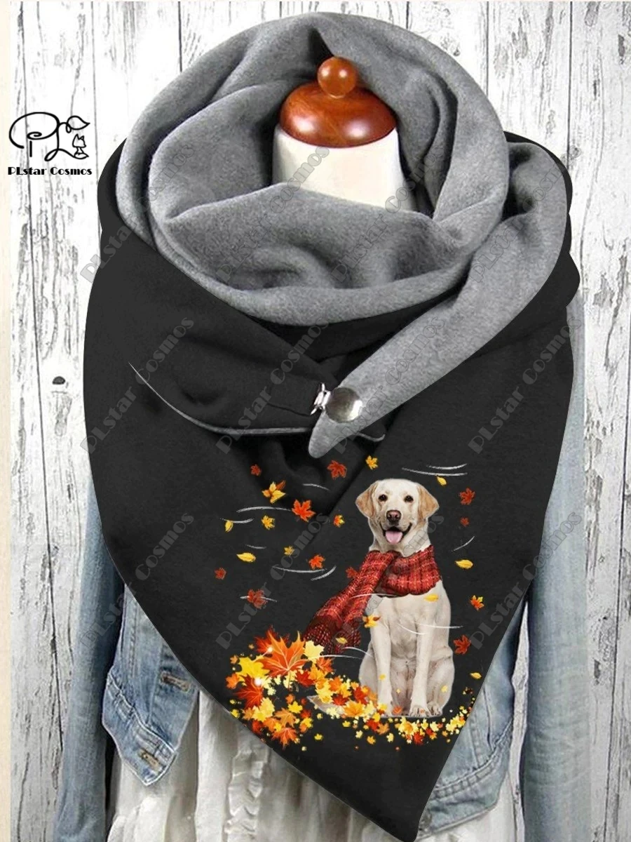 3D printing animal series various breeds of puppy patterns warm shawl scarf spring and winter large triangle scarf casual gift