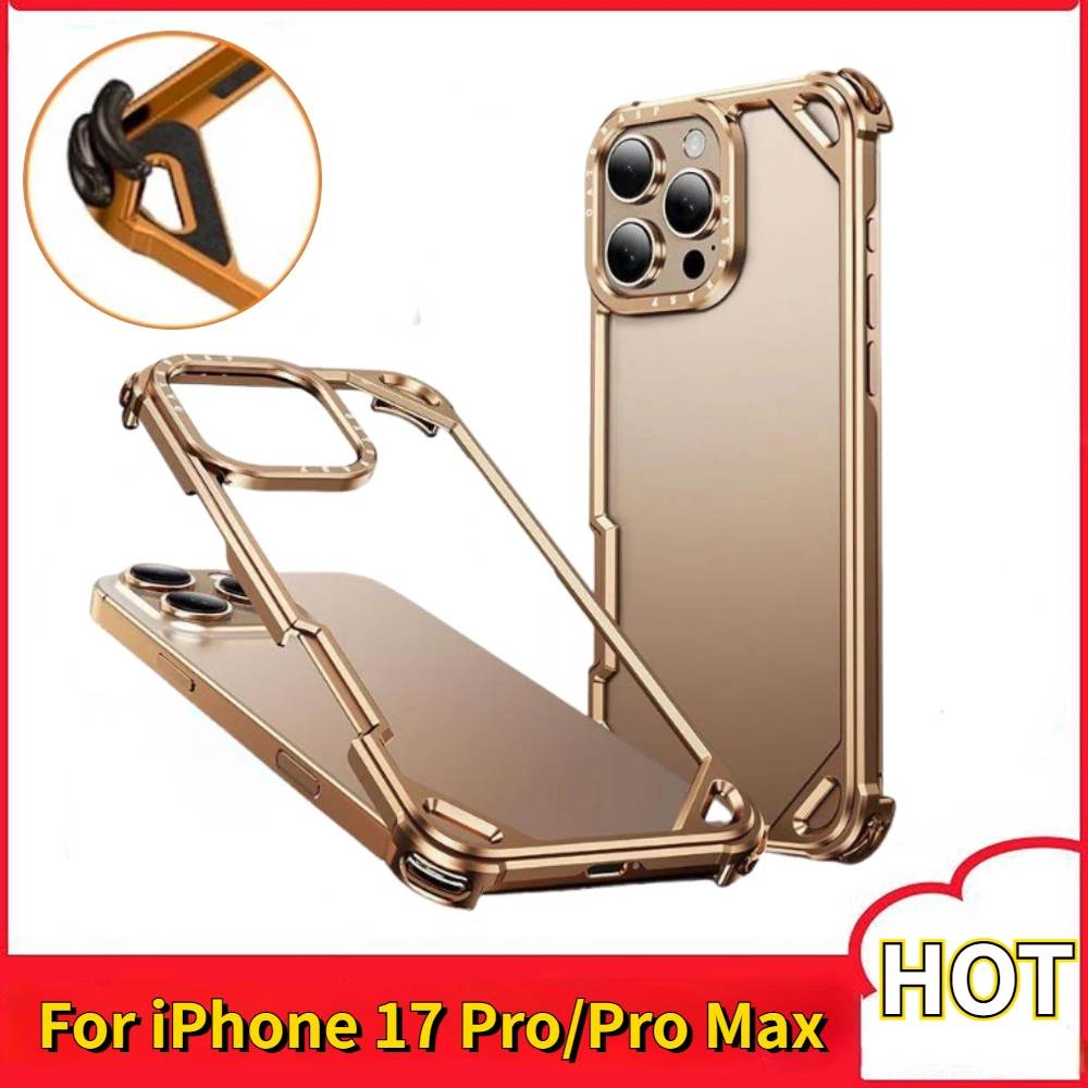 

Металлический безрамный чехол для телефона iPhone 17, Air/17 16, 15 Pro/Pro Max, ультратонкий чехол для телефона Magsafe на воздушной подушке, противоударный