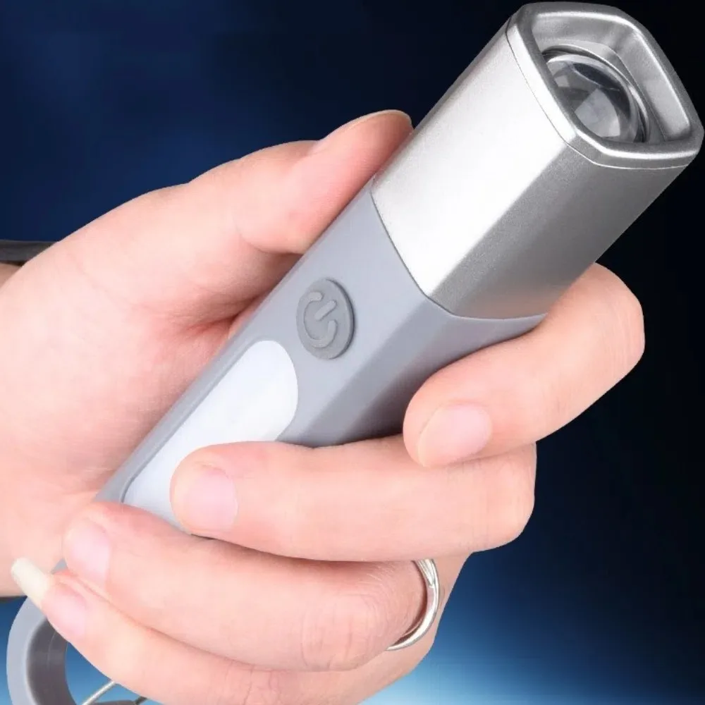 Strong Lighting Portable Flashlight Telescopic Focus Hanging Design USB Charging Flashlight Rechargeable Waterproof
