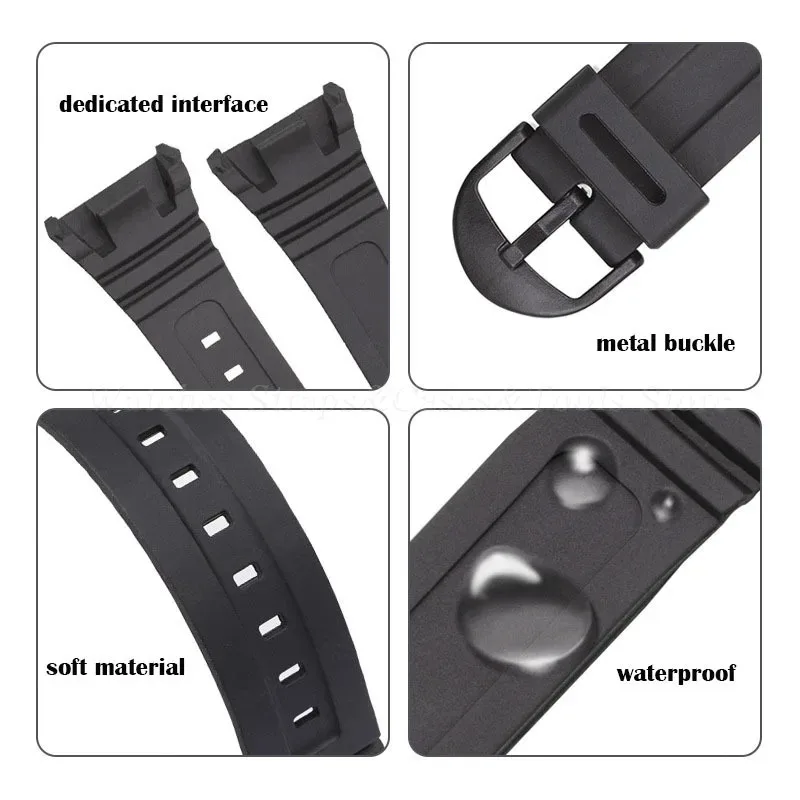 18mm Rubber Silicone Watch Strap for Casio W-96H W-96H-1AV Waterproof Universal TPU Sport Belts Men Women Bracelet Accessories