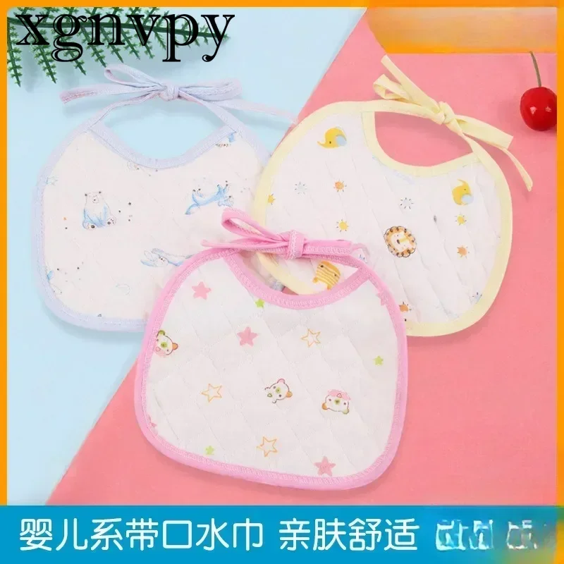 xgnvpy Saliva towel baby baby cotton printed saliva towel tie bib soft skinfriendly breathable easytodry newborn waterproof bib