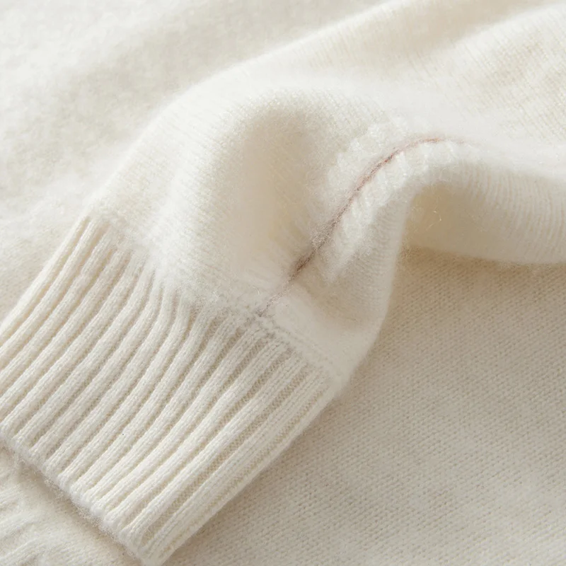 Sweter męski z czystego kaszmiru, podwójnie gruby, z okrągłym dekoltem, dzianinowa koszulka bazowa, biznesowy sweter w ciepłych kolorach z rękawami.