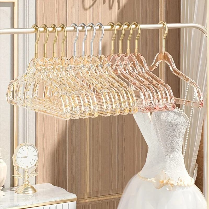 10pcs Non marking anti slip clothes hanger, suitable for sparkling girls' anti slip and space saving clothes hanger