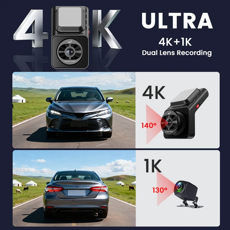 4G LTE Dash Cam Live Streaming 4K+1080P Хос Линз WiFi Remote
