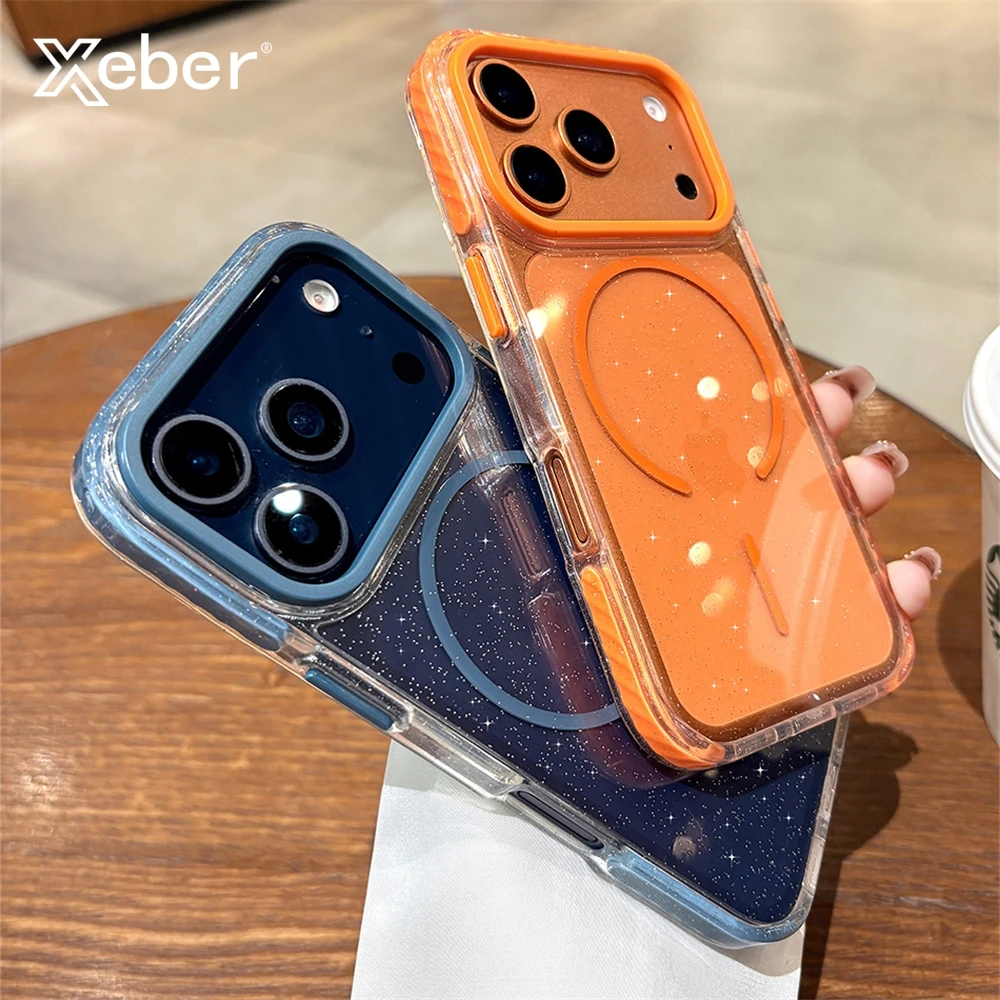 Luxury Glitter Clear For Magsafe Wireless Charge Case for iP