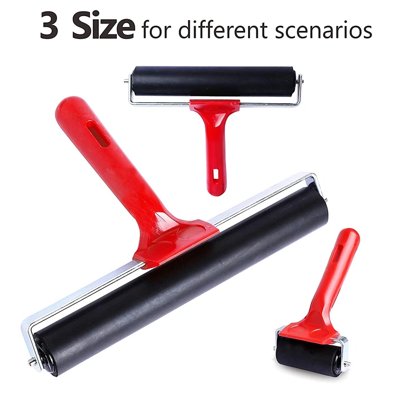 3 Pcs Rubber Roller Rubber Brayer Glue Roller Tools For Printmaking Stamping Wallpaper Gluing Application 6/10/20 Cm