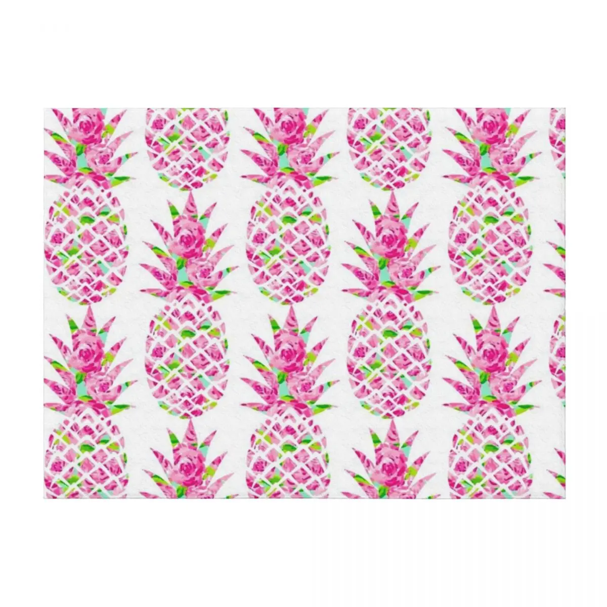 

Pink Roses Pineapple Sticker Throw Blanket Decorative Sofa Custom warm for winter Extra Large Throw Blankets