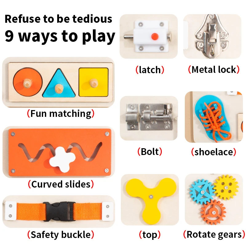 Montessori Busy Board for Toddlers Wooden Activity Sensory Board for Fine Motor Skills Travel Educational Learning  Toys for Kid view 6
