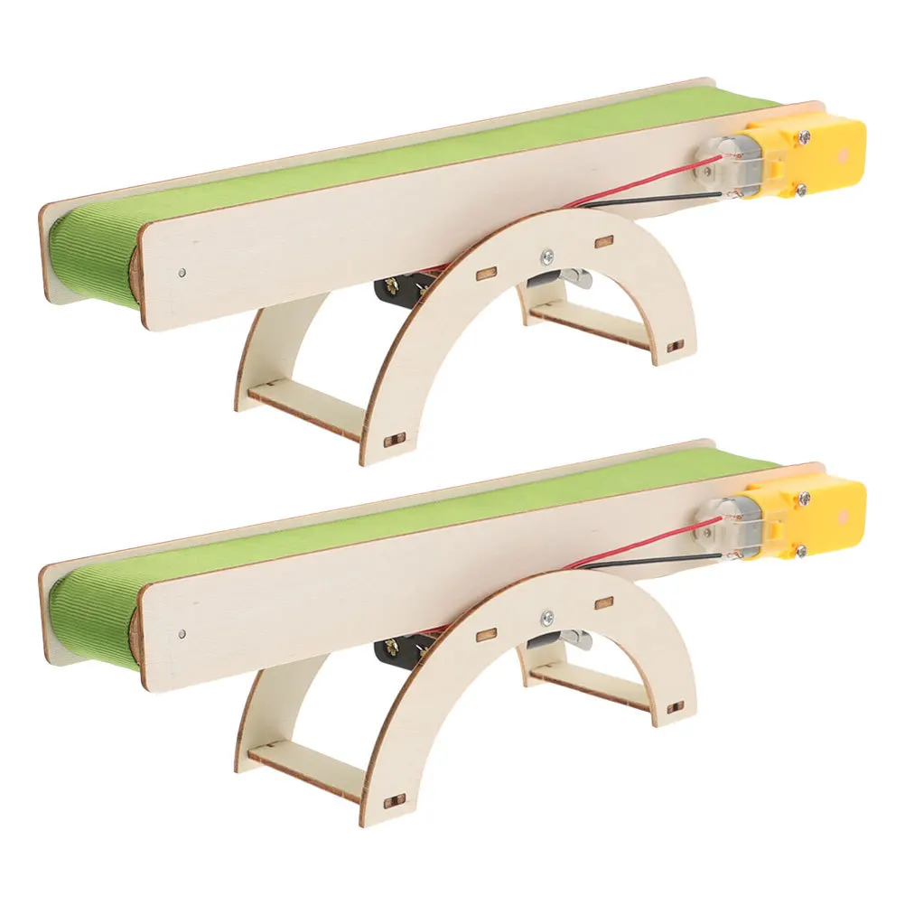 Conjunto de haste de correia transportadora elétrica, 2 peças, kit educacional diy para crianças, projetos de engenharia científica, aprendizagem portátil