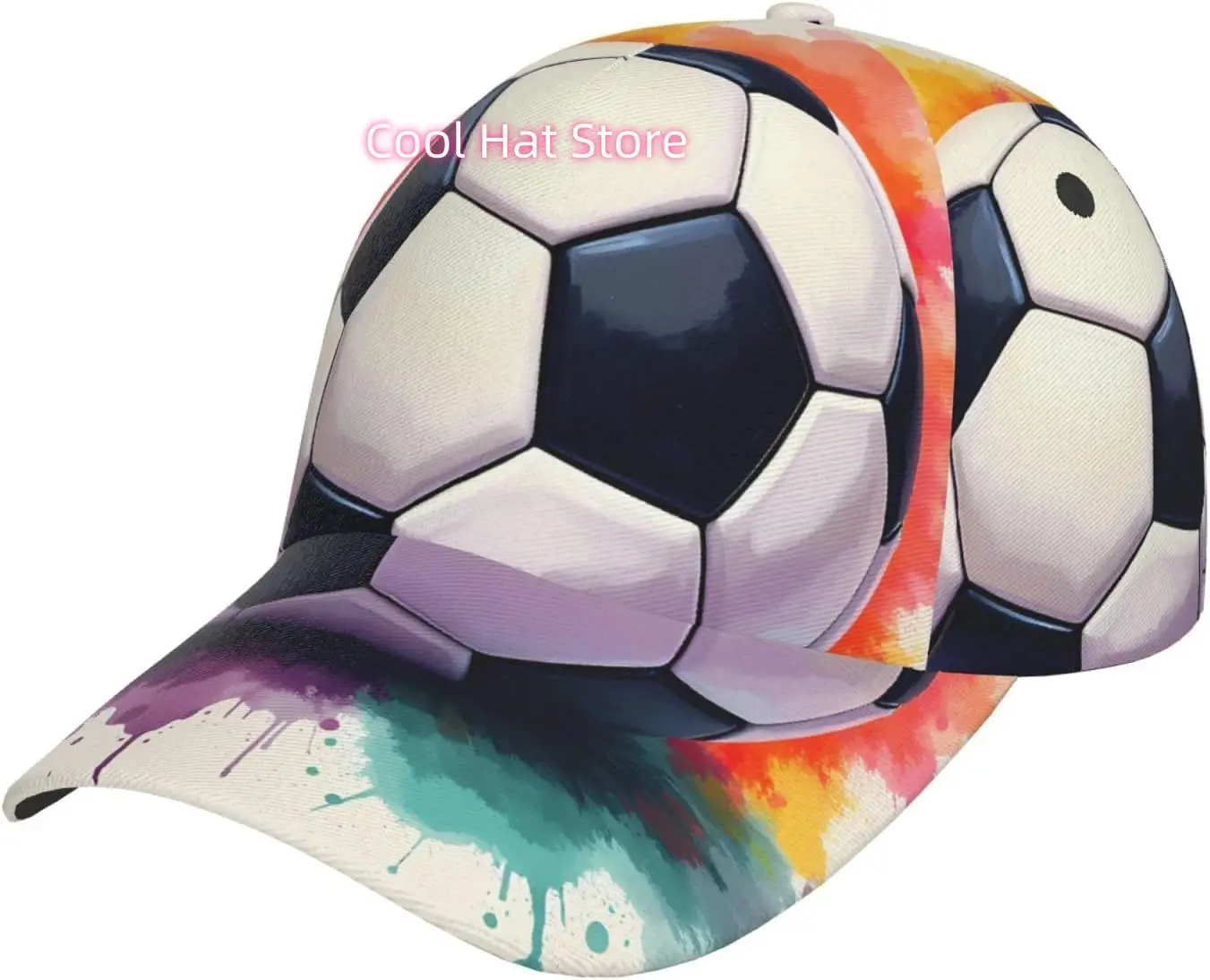 Football Watercolor Pattern Baseball Cap Adjustable Cotton Baseball Hat for Sports, Outdoor, Travel Gifts for Men Black