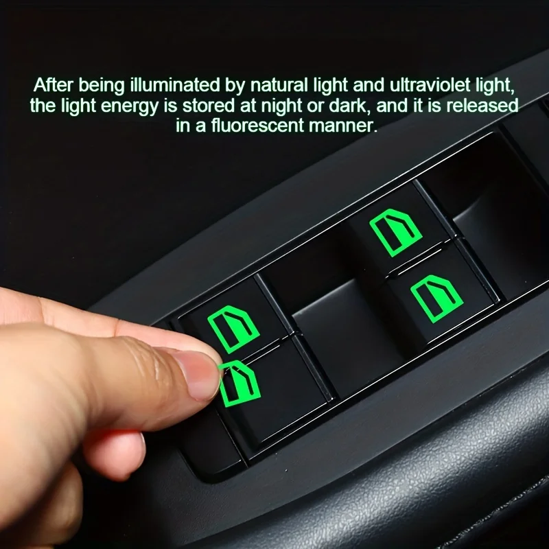 

1 Set Glow-in-the-Dark Car Button Stickers - Fluorescent Green/Blue/Orange Decals for Interior Controls (Universal Fit)