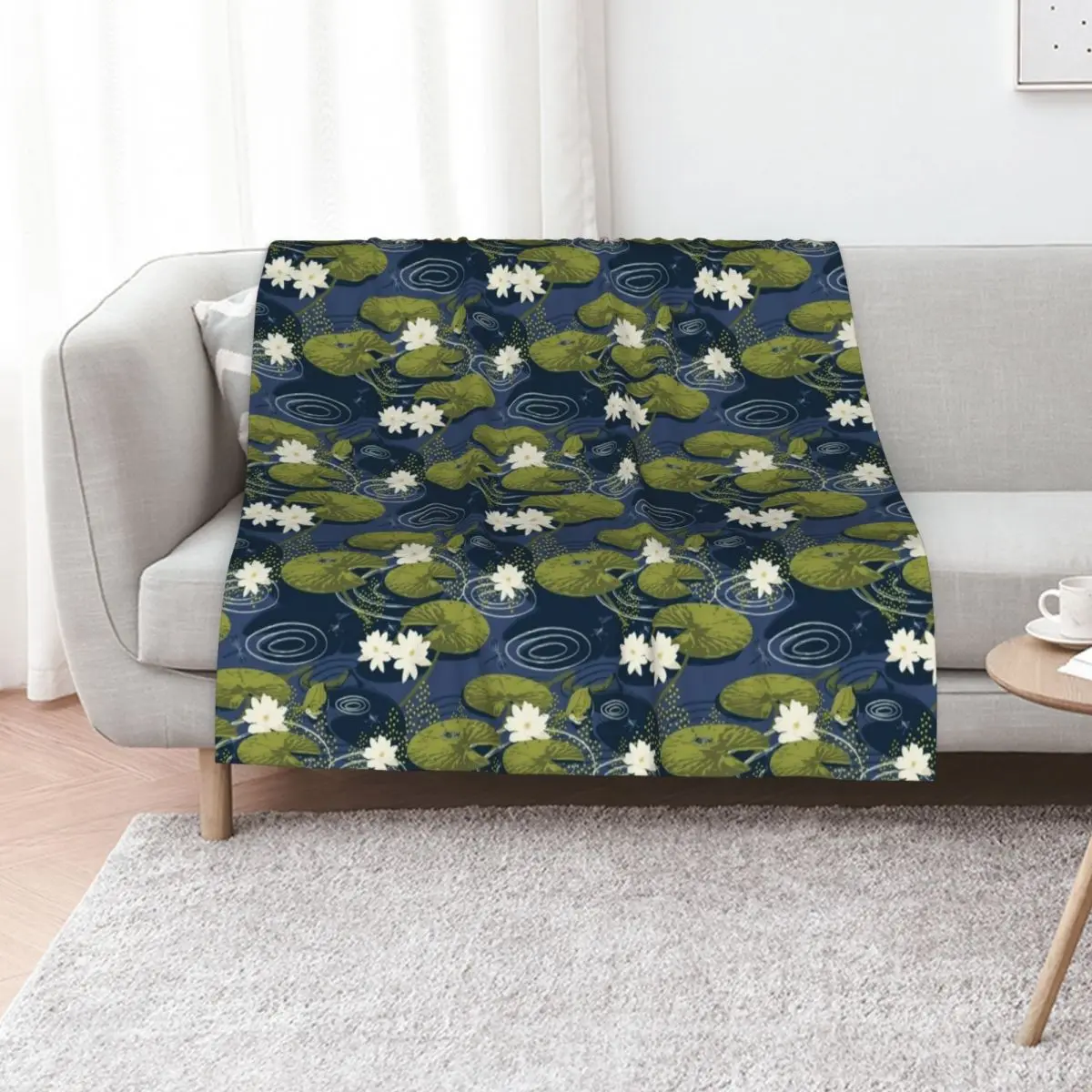 Lily Pond - Darker Throw Blanket Sofas Soft Beds Decorative Sofa Custom For Decorative Sofa Designers Blankets