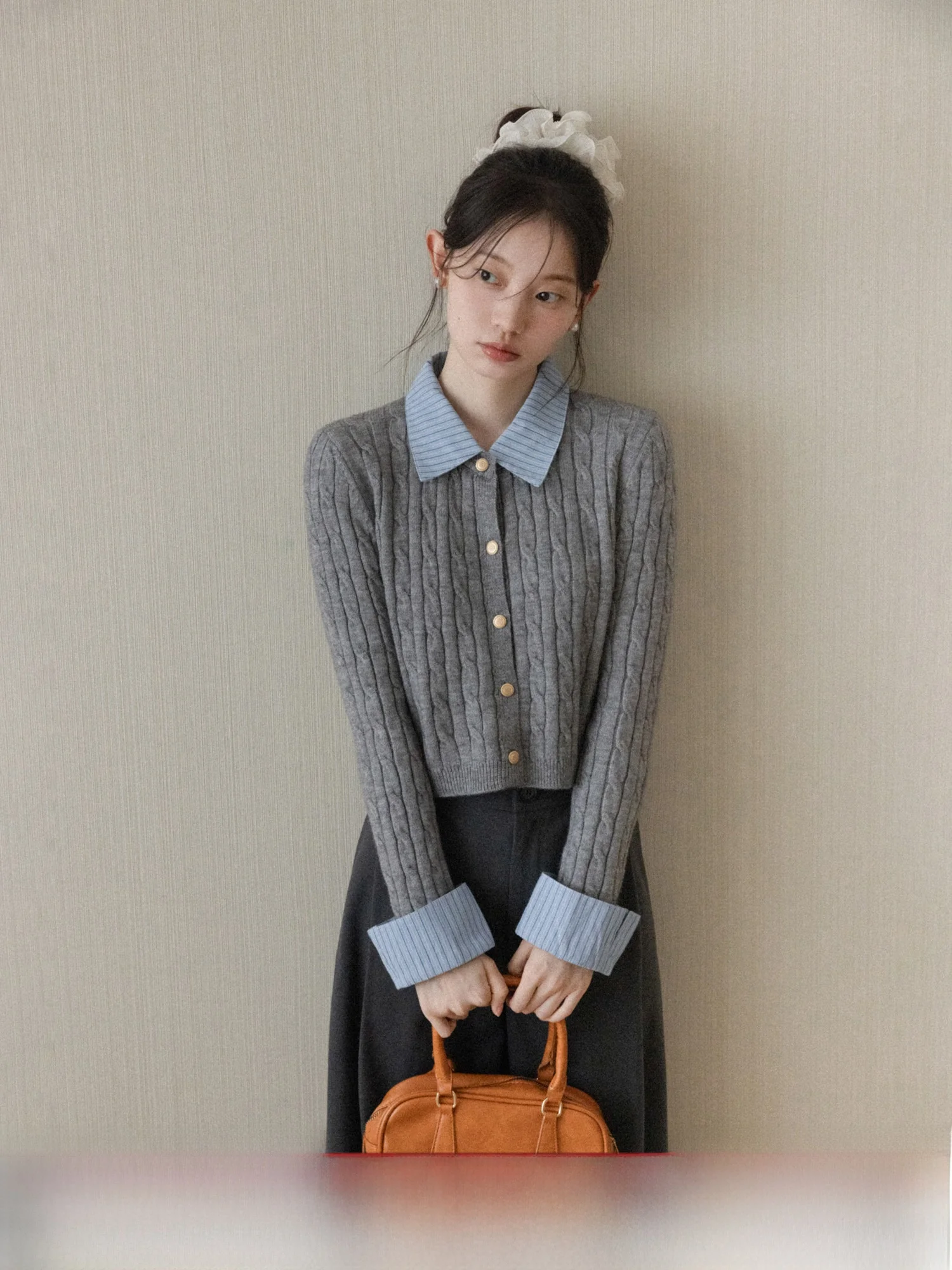 

Женский вязаный свитер-кардиган с коротким рукавом, приталенный, в университетском стиле, осенняя мода, от Yanheng S