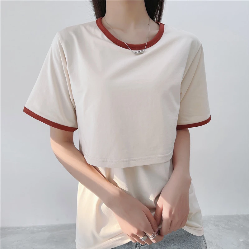 Summer Maternity short-sleeved breastfeeding T-shirt Nursing Tops Short Sleeve T-shirt Plus Size S-2XL Maternity Clothing Tees