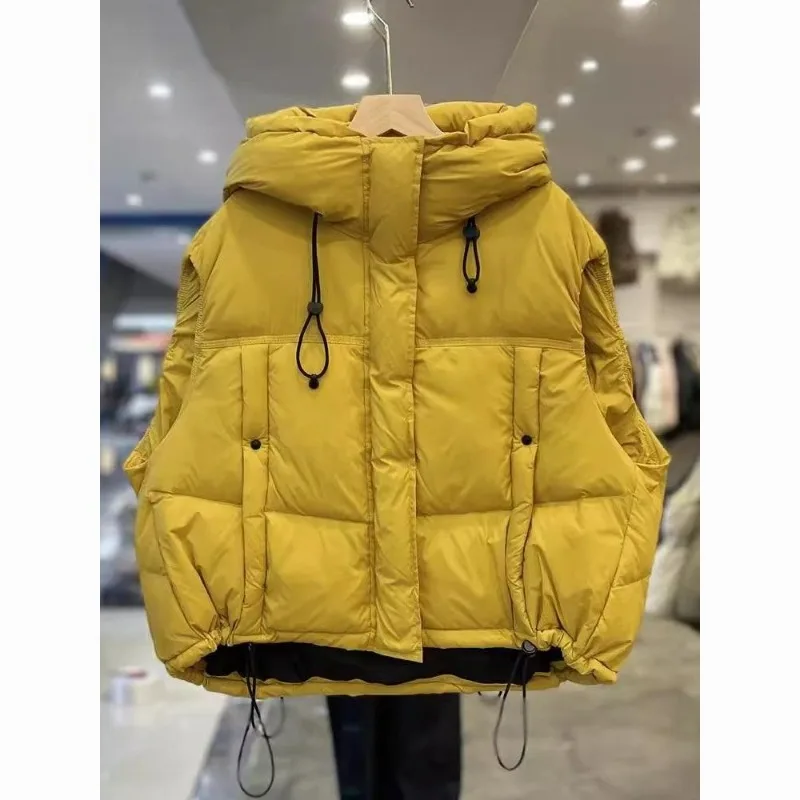 

Korean Short Hooded Down Cotton Vest for Women's Autumn and Winter New Style Thickened Warm Waistcoat Vest Trendy Fashion Warm