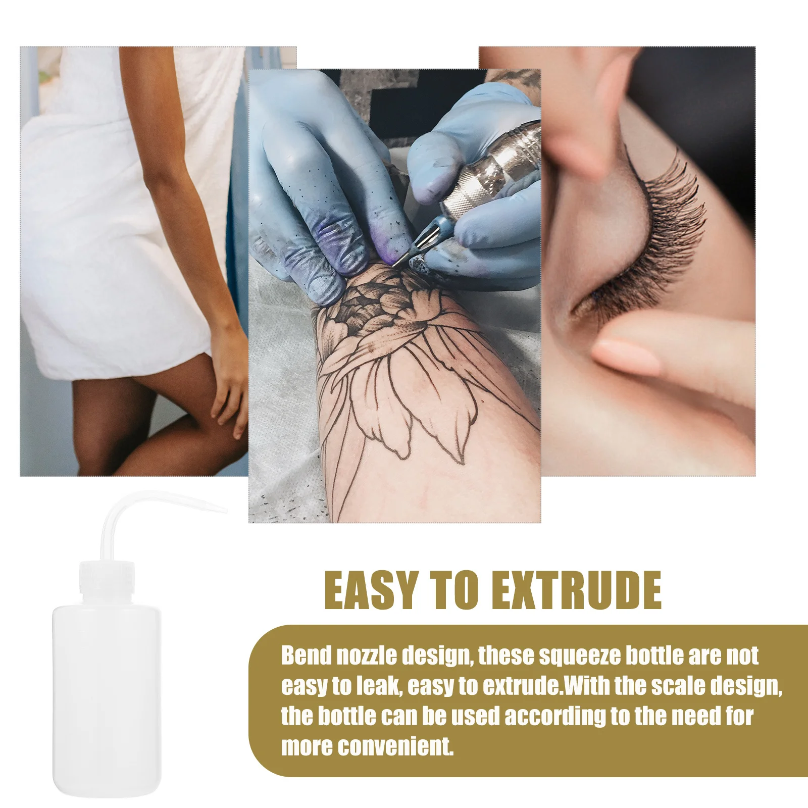 

3Pcs Plastic Squeeze Bottles Durable Leakproof Narrow Tip Curved Lightweight Multi-Use Cleaning Squeeze Bottle