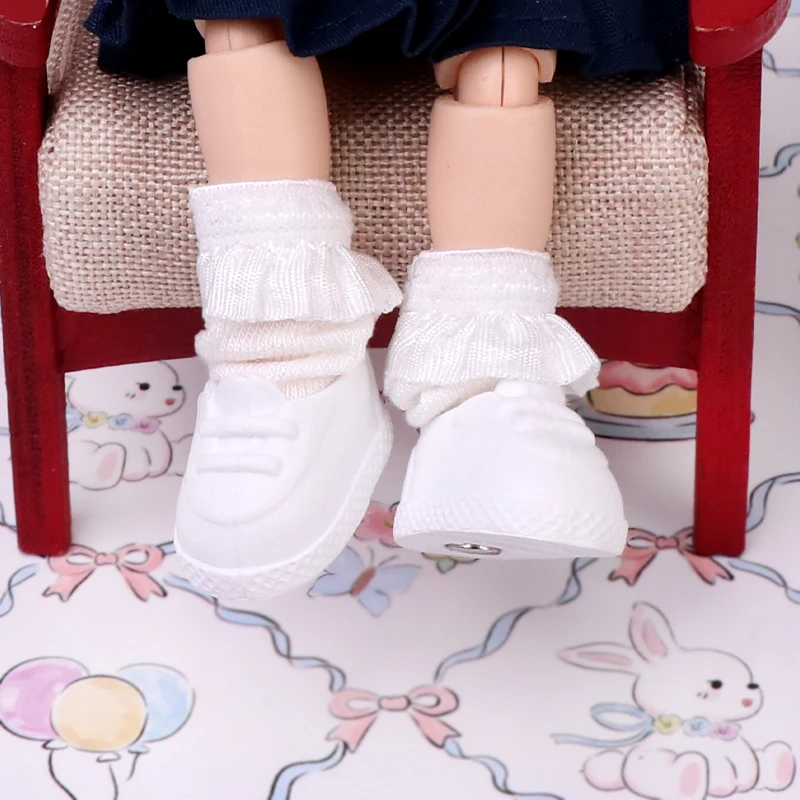 黒と白のPVCスニーカー,靴の装飾,取り外し可能な人形,PVC素材,アクセサリー,1/12 bjd,1ペア