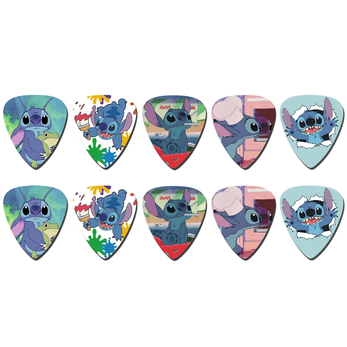 10Pcs Anime Stitch Figure Guitar Picks Celluloid Electric Smooth Guitar Picks Bass Acoustic Electric Guitar Accessories Gift