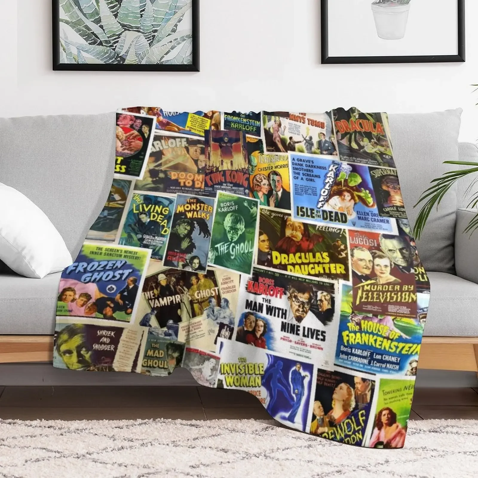Vintage Horror Throw Blanket Soft Solid Color Blanket for Couch Bed
