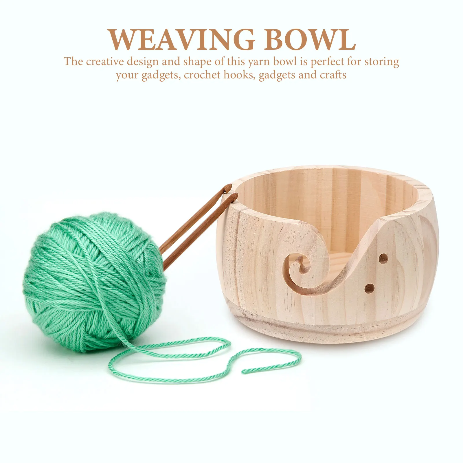 1 Set Wooden With Hole Knitting Storage Organizer For Crochet Hooks Wool Yarn Container Crocheting Bowl Weaving Yarn Holder