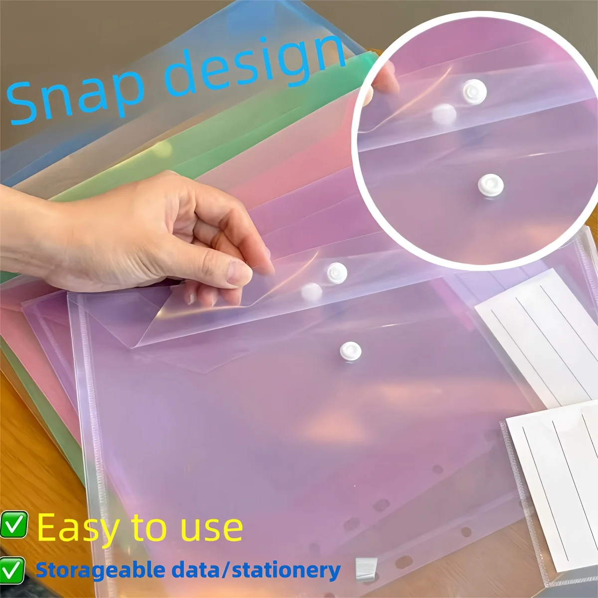 แฟ้มเอกสาร A4 แบบ 11 รู 6 ชิ้น พร้อมป้าย, ซองใส่ข้อสอบนักเรียนแบบกระดุมแป๊ก, ซองเก็บเอกสารกันน้ำแบบใส่กระดาษหลวม