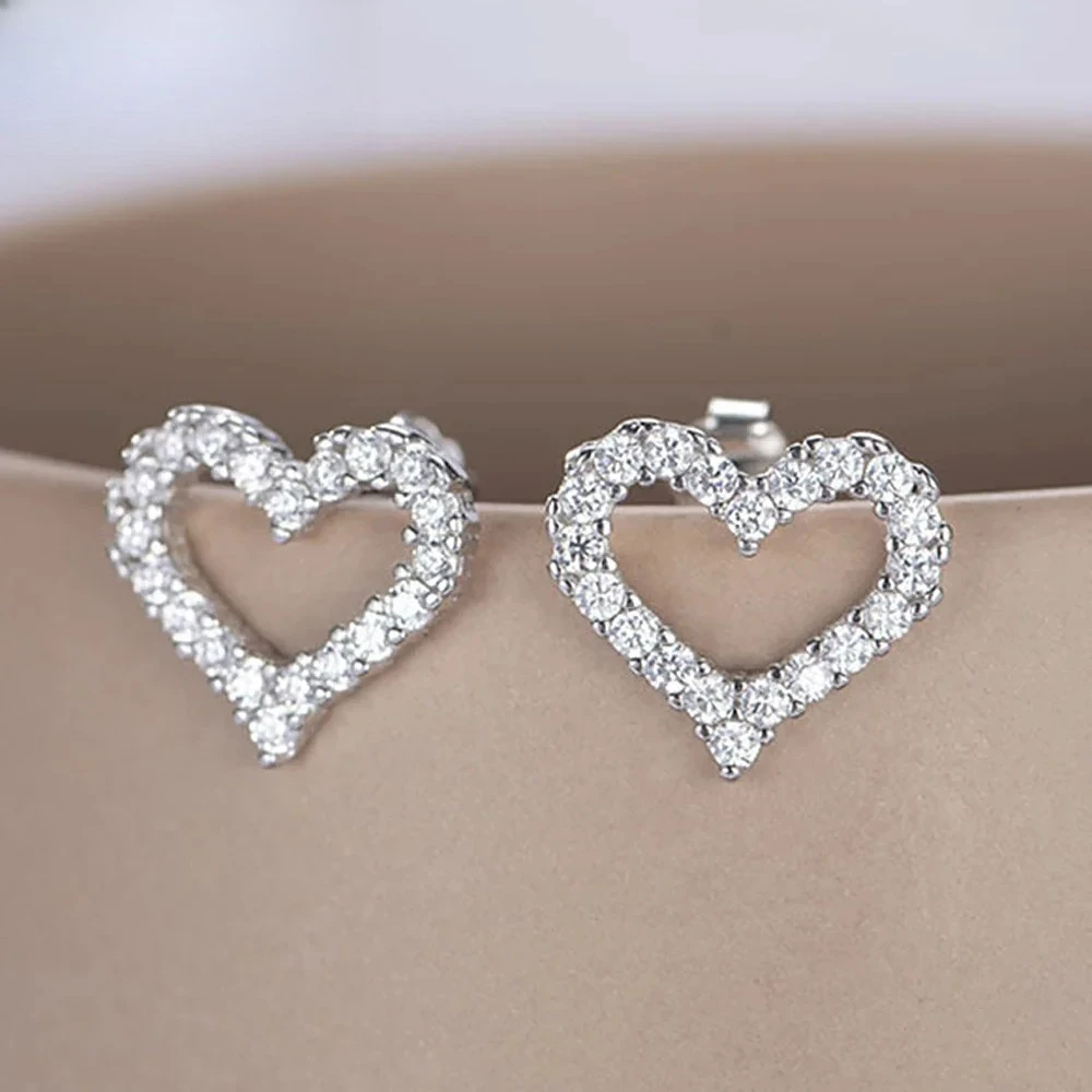

0.6/1.2cttw Heart Shape All Moissanite Stud Earrings for Women 925 Sterling Silver White Gold Plated Wedding Party Jewelry Gifts