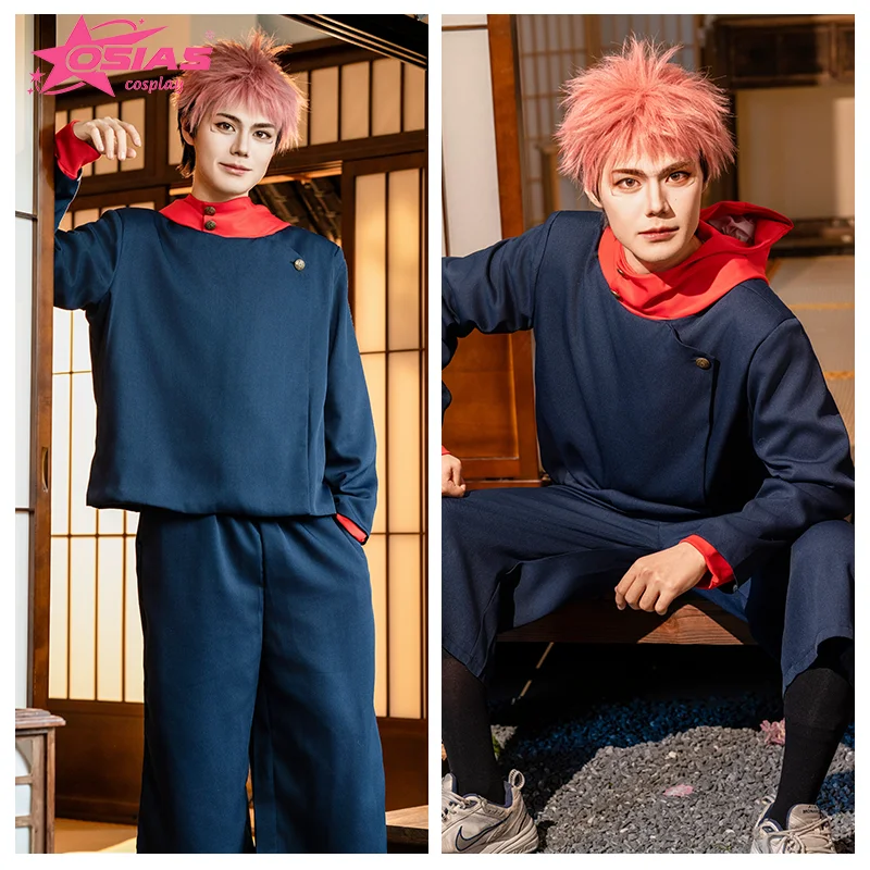 OSIAS Itadori Yuji conjunto de disfraz de Cosplay Itadori Yuji peluca Itadori Yuji zapatos Jujutsu Kaisen