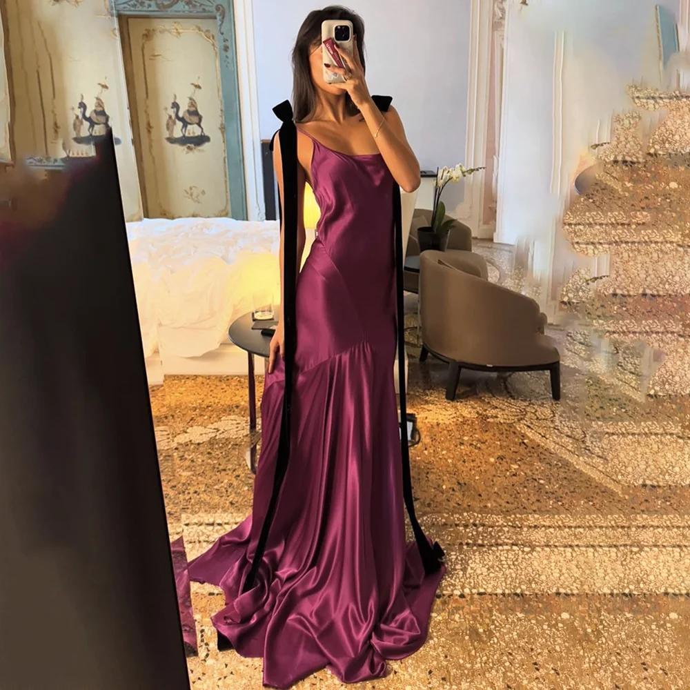 

Arabic Gorgeous Satin Floor Length Luxury Evening Dress For Women Elegant Sleeveless Prom Gown A Line Robes De Soirée