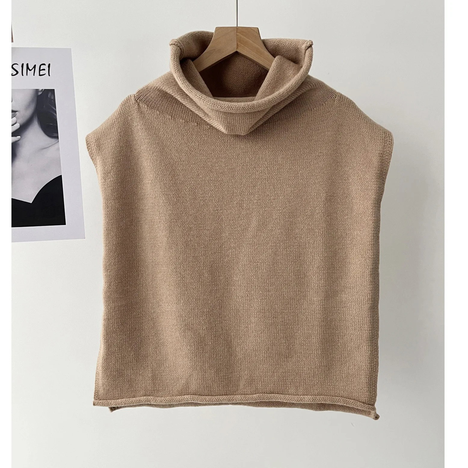 

Женский стандартный вязаный жилет из смеси шерсти, осенний новый продукт 16a-5998