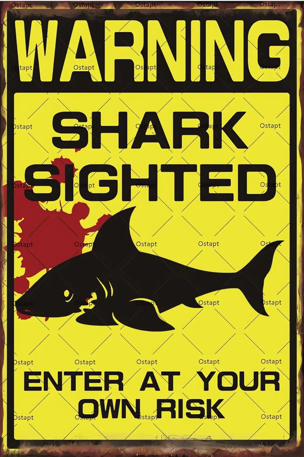 1p,arning Signs Shark Sighted Enter At Your Own Risk Металлические жестяные знаки Опасность Дайвинг Плавание Настенный декор Акула Металлический знак Предупреждение