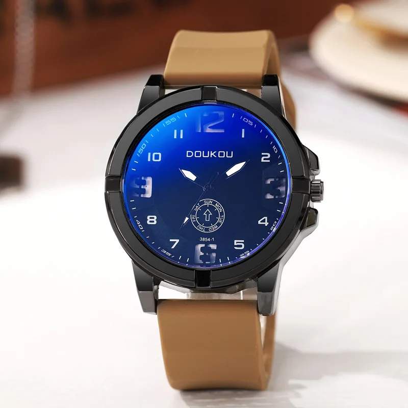 2026 ساعة كوارتز رقمية عربية كلاسيكية بسيطة كلاسيكية للرجال كاجوال بحزام سيليكون ساعات يد تناظرية مستديرة ساعة شخصية