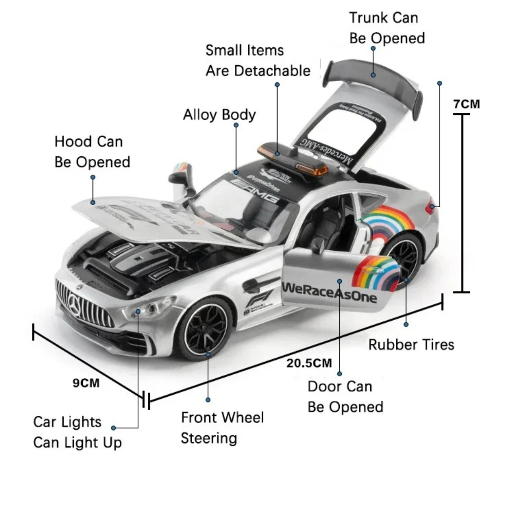1:24 SLR GTR F1 سيارة رياضية لعبة مجسمة سبيكة دييكاست امتصاص الصدمات السوبر صوت ضوء الأبواب فتح نماذج الاطفال عيد الميلاد اللعب #3