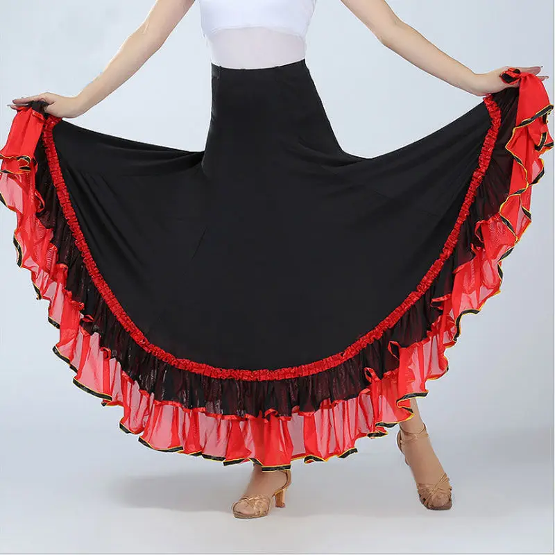 Costume da danza spagnola Costume da danza classica zingara Abito da flamenco per donna Gonne altalena Corazzata Sala da ballo Prestazioni del ventre