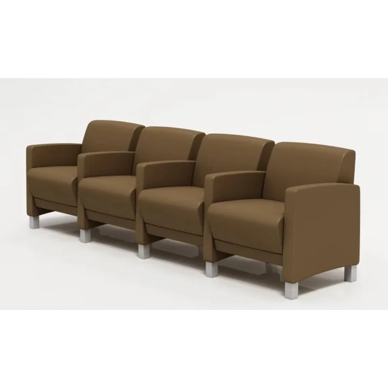 Modern Minimalist Single Brown Leather Office Lobby and Public Space Chair-Comfortable Seating