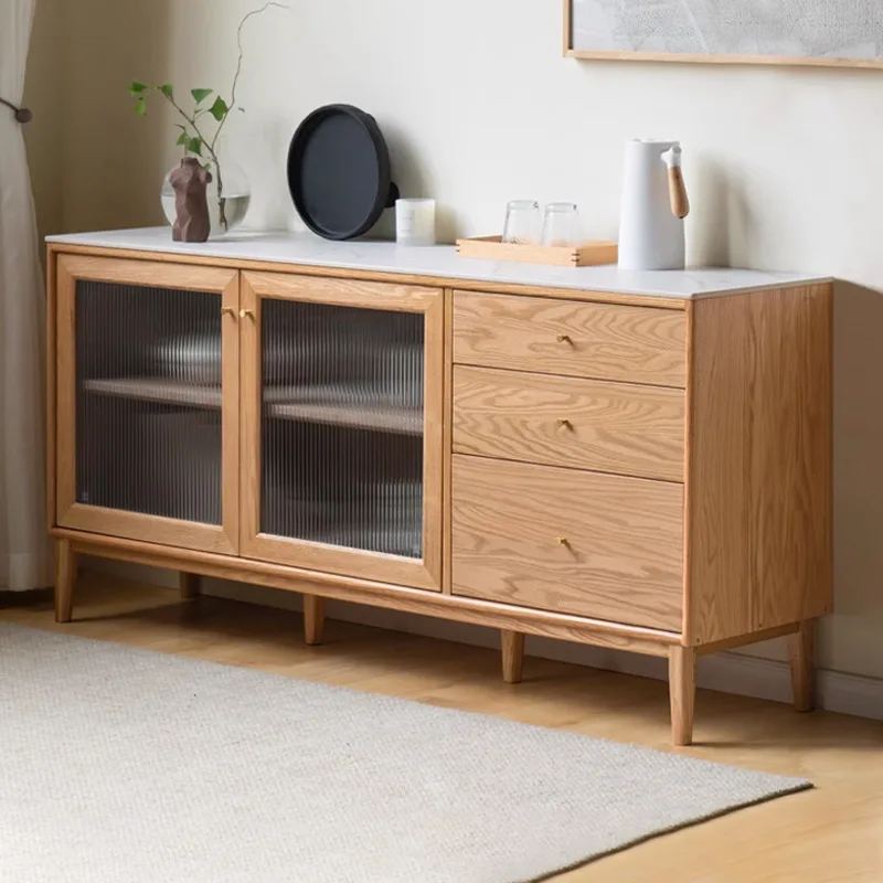 

Shunyi Furniture Solid Wood Slate Dining Side Cabinet Household Wall Side Cabinet Modern Simple Tea Cabinet Restaurant Storage