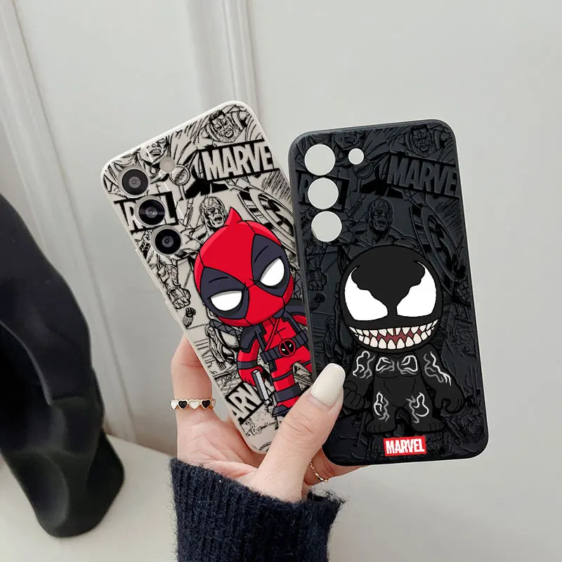 Cartoon Marvel Deadpool Venom Phone Case For Samsung Galaxy s24FE S25 Ultra S24 S23 S22 Plus S21 S20 FE S10 S25Ultra Funda Cover