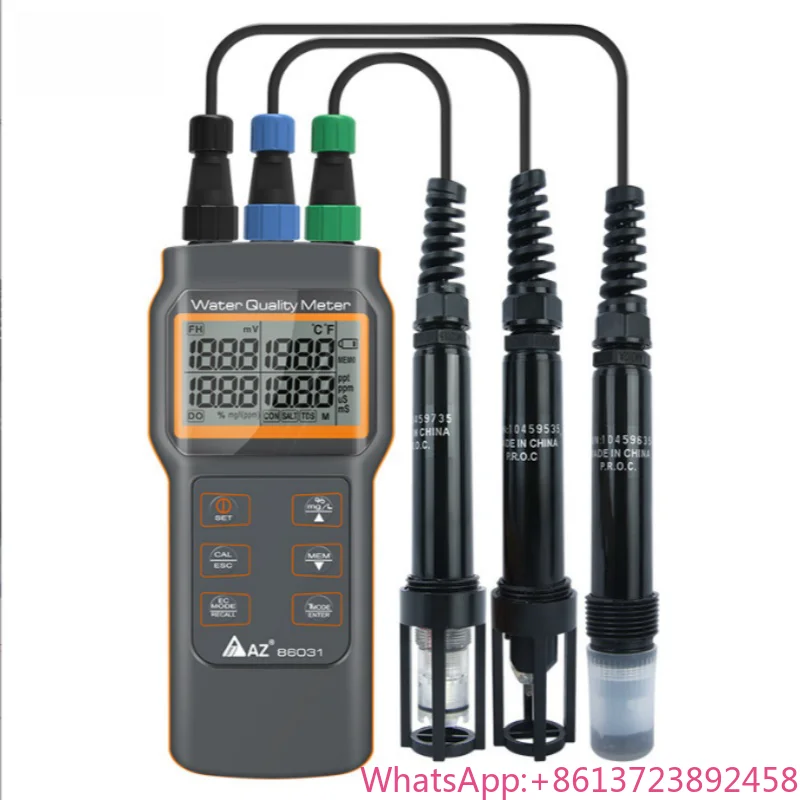 

AZ86031 Waterproof IP 67 Combined water quality tester Water pH meter (pH/ COND/ SALT/TDS/DO multifunction Electronic PH meter