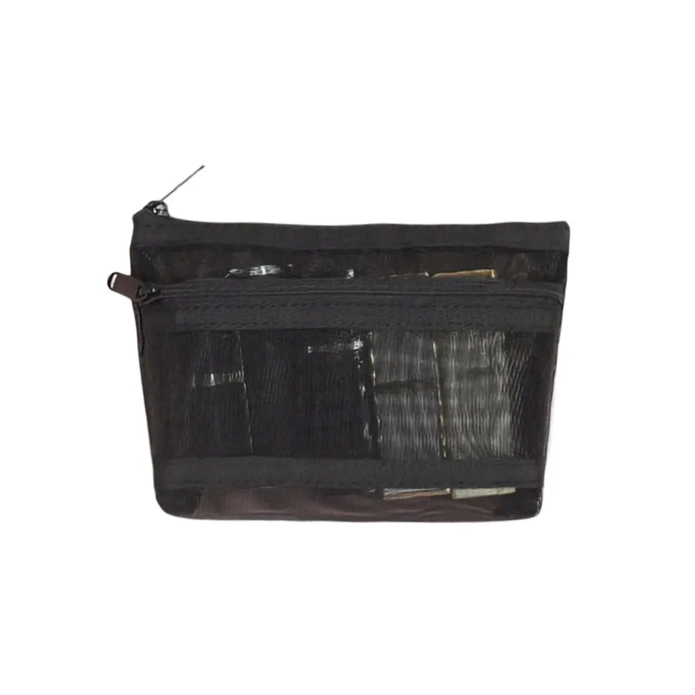 

Mesh Transparent Mesh Cosmetic Bag S/M/L Capacity Cosmetic Organization Makeup Bag Organizer Double Layered Travel Storage Bag