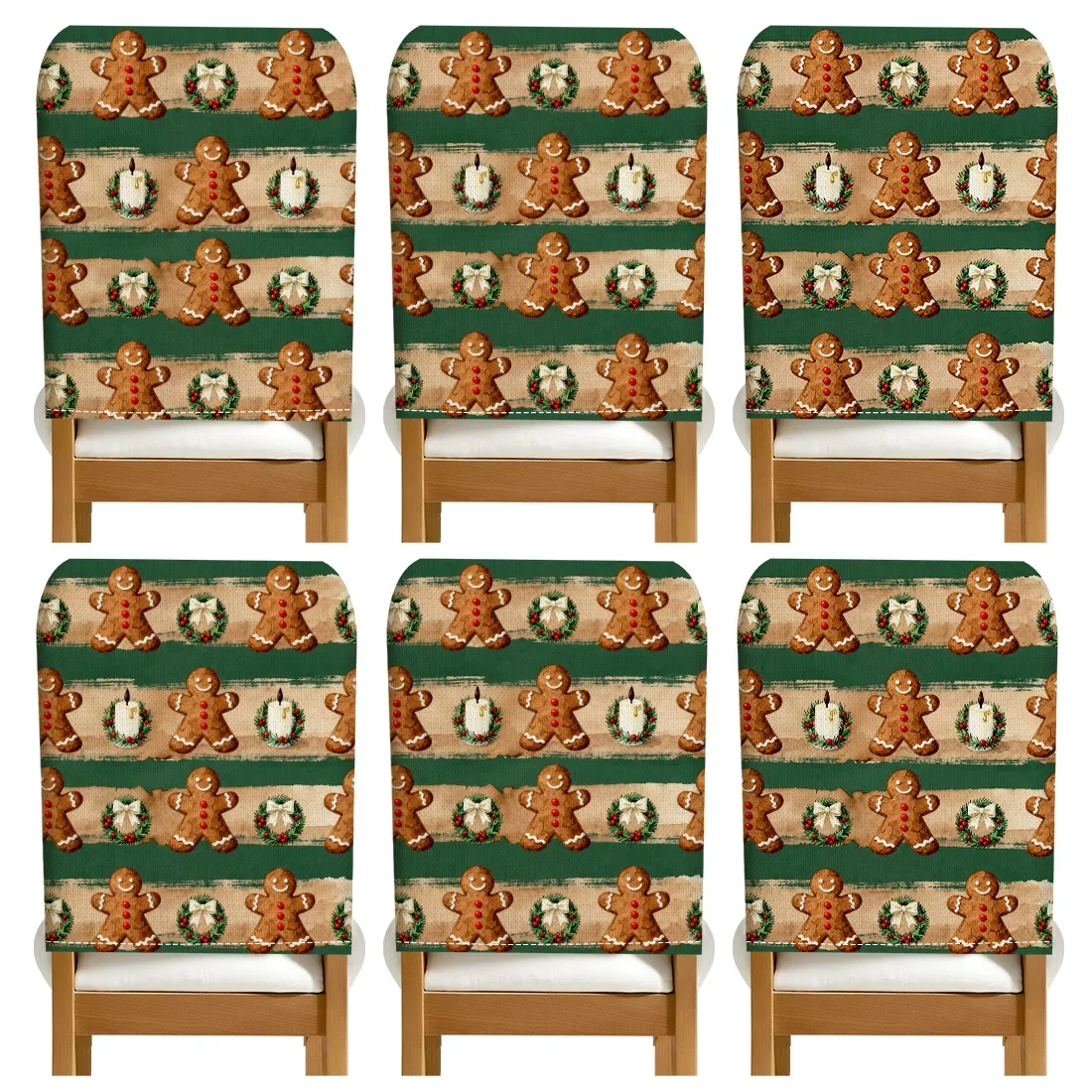 Christmas Cane Cookies Chair Cover Slipcovers Set of 2/4/6 100% Polyester Dining Room Office Banquet Chair Protective Cover