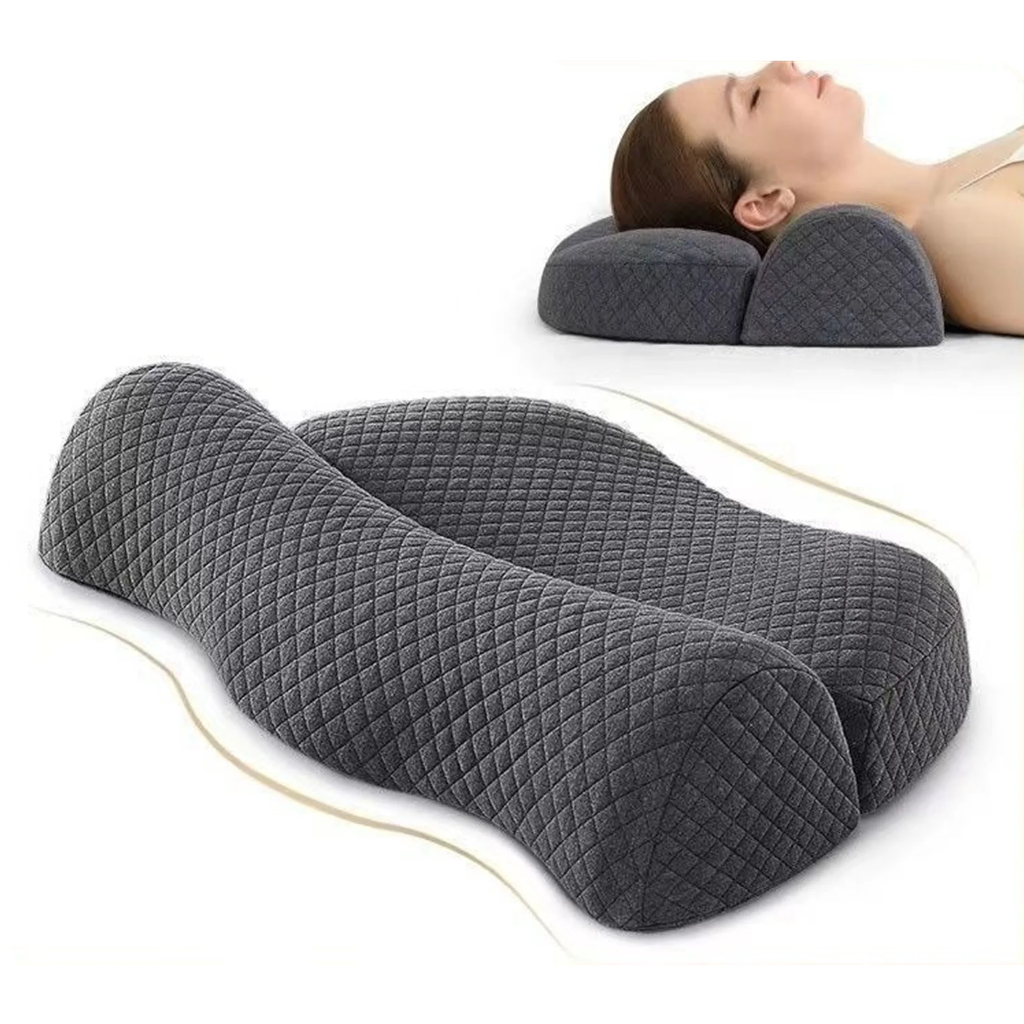 Neck Cervical Pillow Ergonomic  Sleeping Pillow Cylindrical Memory Foam Pain Relief Bed Pillows for Side Sleeper