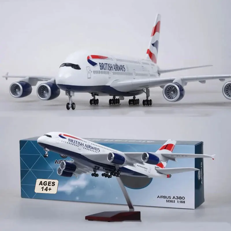 

1:160 Scale Large Model Airplane Britain 380 Plane Models Diecast Airplanes with LED Light for Collection or Gift