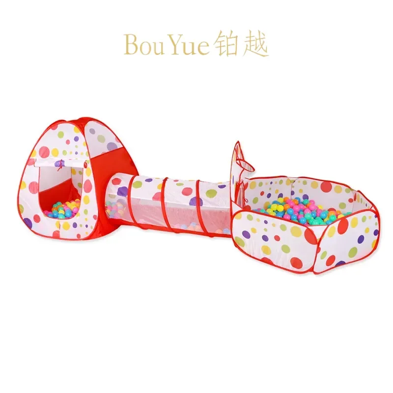 Kids Foldable Play Tent with Ocean Ball Pool and Tunnel 3 in 1 Indoor Outdoor Game House for Children Boys Girls Toy